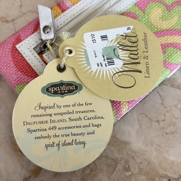 NWT Spartina 459 Sea Island Linen & Leather Wallet - Picture 3 of 8